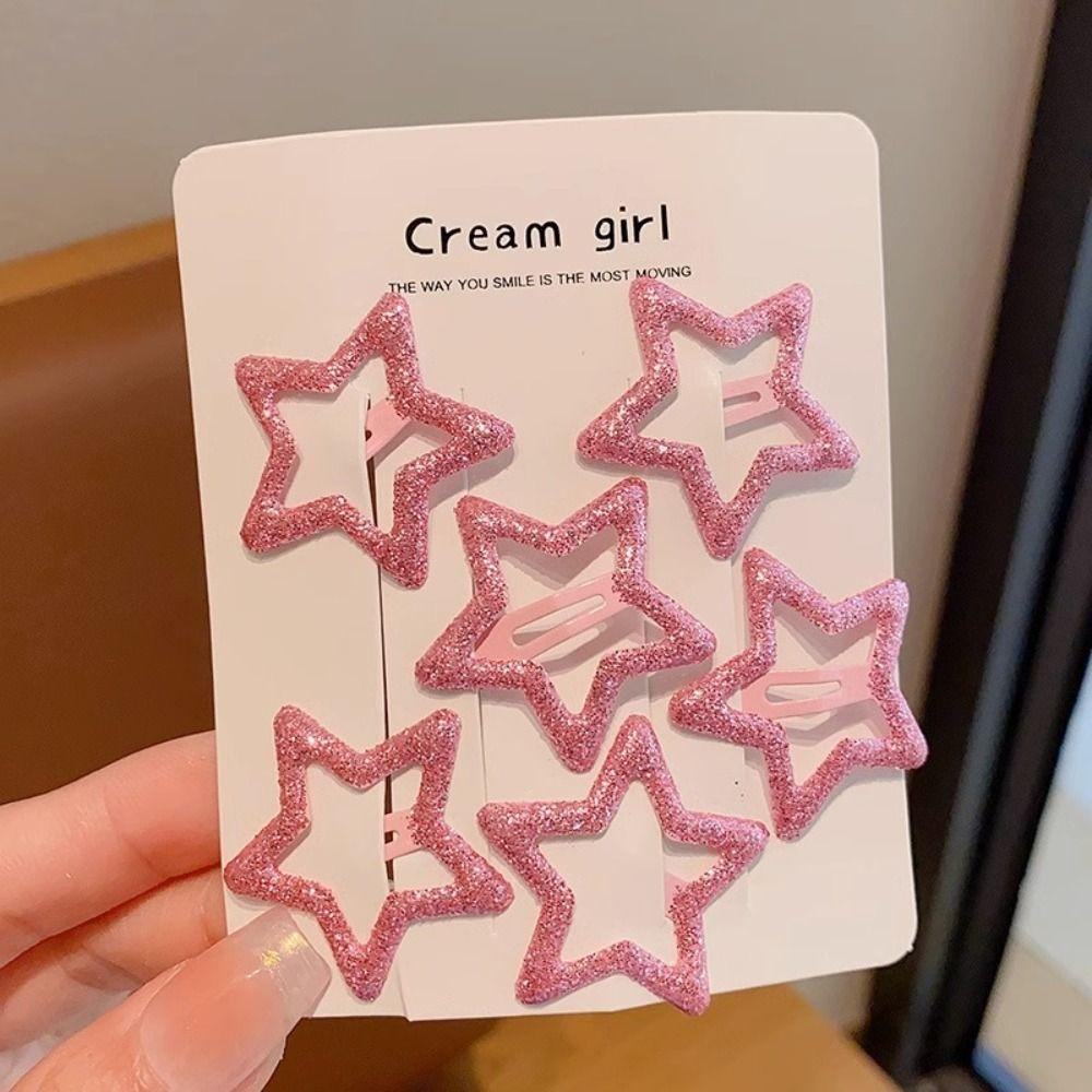 6 шт./набор Милые цвета Детские заколки для волос для девочек Блестящие звезды Женские заколки для волос Новые Детские Сладкие заколки