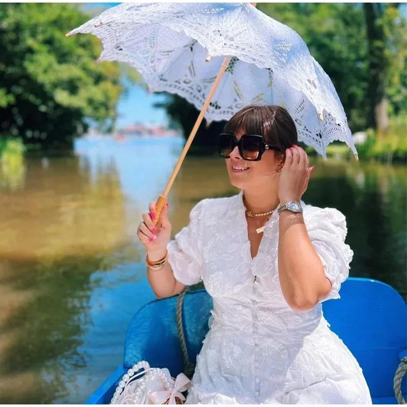 Белое печатное однобортное платье с разрезом для женщин, модные платья с V-образным вырезом и коротким рукавом, летние женские платья для отдыха на пляже