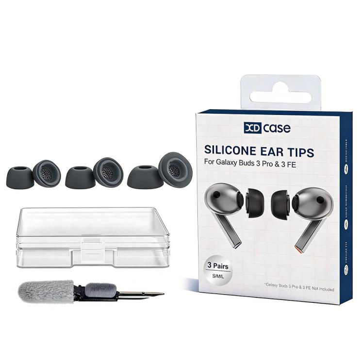 XDcase 3 пары силиконовых амбушюр S/M/L, противоскользящие насадки для наушников с комплектом для хранения и чистки