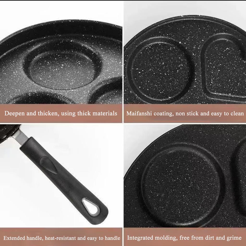 Посуда для яичных блинов из медицинского камня с 4 отверстиями для приготовления яиц, ветчины, утолщение и прочность, сковорода с антипригарным покрытием для завтрака, бургера