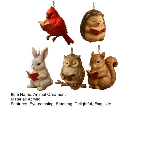 Любитель Книг Животное Орнамент 2D Акриловая Птица/Еж/Кролик/Сова/Белка Читающий Орнамент Лесной Читатель Подвесной Кулон Подарок