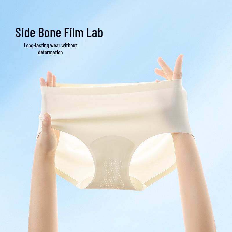 10A Quality Mid-Waist Ice Silk Seamless Panties for Women - Soft, Antibacterial Mulberry Silk Crotch