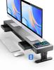 Meatanty Adjustable Monitor Stand Dual Monitor Stand 4 Height Adjustable PC Monitor Stand Drawer Computer Stand Display Stand USB Data Transfer Desk