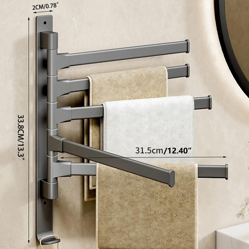 Bathroom Towel Rack Rotatable Towel Holder Space Aluminum 2/3/4/5-Bar Towel Hanger Kitchen Shelf Paper Hanging Wall Mounted