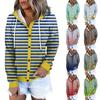 Women's Sweatshirt Jacket Classic Striped Long Sleeve Loose Hooded Sports Jacket