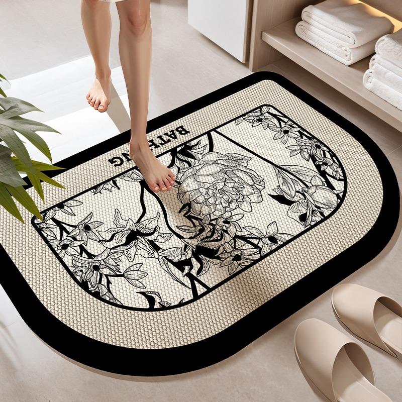 Toilet floor mat non-slip bathroom door mat absorbent foot mat toilet quick-drying diatom mud carpet at the door of the toilet