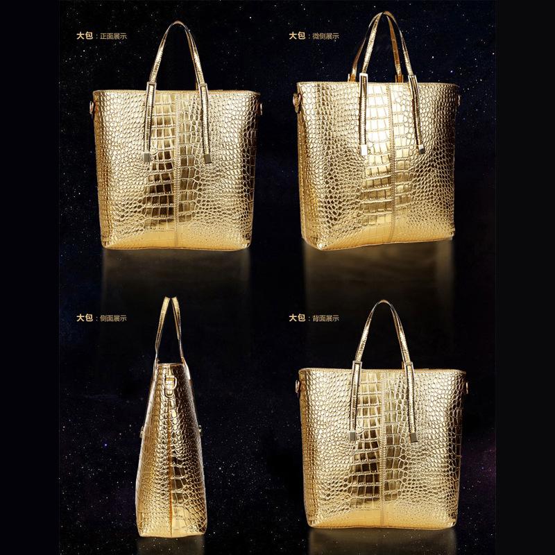 Вместительная наплечная ПУ сумка с тиснением под крокодила, женская сумка, модная сумка для поездок