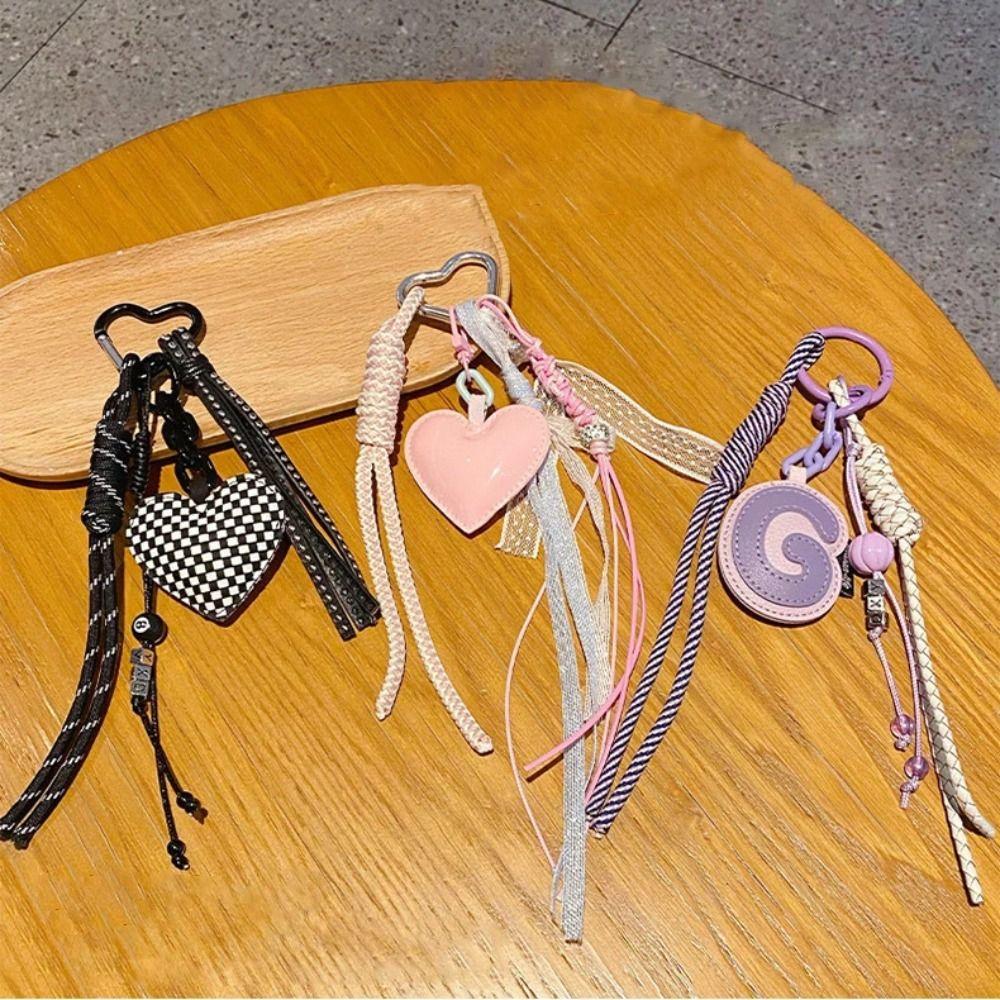 Heart-shaped Leather Key Chain Leather Exquisite Girls' Bag Accessory Light Luxury Pendant DIY