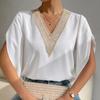 Весенне-летняя женская шифоновая рубашка с v-образным вырезом и однотонным верхом, шифоновая рубашка с коротким рукавом, блузки