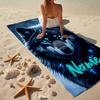 Custom Name Ultra-Soft Beach Towel with Wolf Theme,Ideal for Pool - Camping, Diving - Perfect Travel Essential, Vibrant Beach Towel.