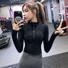 Women Solid T-shirts Long Sleeve Active Wear Casual Tops Female Girls Simple Tees Y2K T-shirts For Women Fashion Cloths Zipper Sports Tshirts Big Size