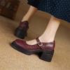Fashion New Spring/summer Genuine Leather Mary Jane Shoes for Women Fashion Rivet Chunky Heel Round Toe Women Pumps Platform Shoes Women