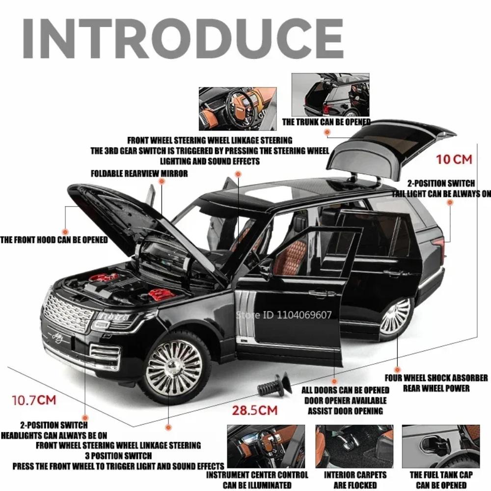 Большой 1:18 Land Rover Defender Range Rover Модель автомобиля из сплава Игрушка Металлическая литая под давлением Внедорожник Внедорожники Коллекция Звук Свет Подарки