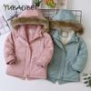 Girls Cotton-padded Coats Velvet and Thickened Winter Outerwear Fashion Hoodie Jacket Children Clothing