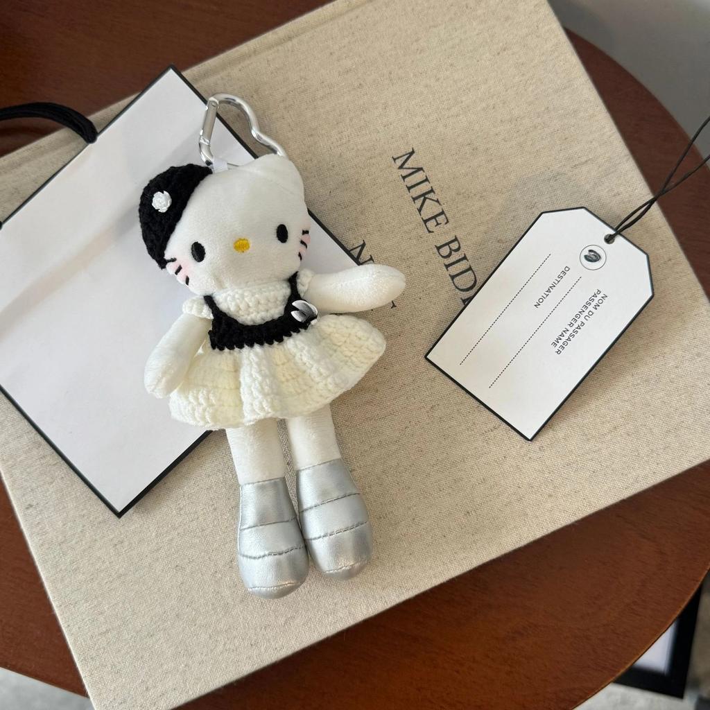 Длинноногая Плюшевая Брелок-Ключница Hello Kitty Платье в Горошек Кукла Кошка Китти Модный Подвеска Милый Брелок для Сумки Аксессуар для Сумки Подарки