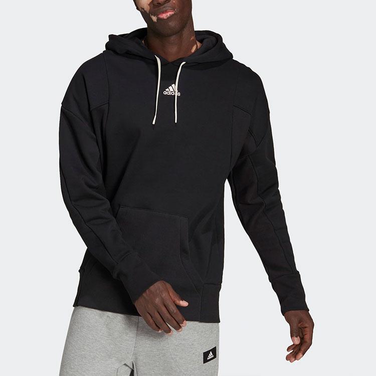 adidas Толстовка с капюшоном и принтом логотипа, повседневный топ с длинным рукавом для мужчин, черный HC3479