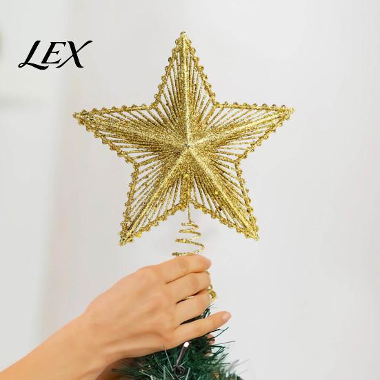 Christmas Tree Topper Glitter Star Topper, Hollow Treetop Ornament, Decorative Holiday Accessory Sparkling Decoration for Home Party Decor Window