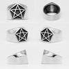 Simple Pentagram Stainless Steel Mens Rings Punk Charm Unique Amulet for Male Boyfriend Biker Jewelry Creativity Gift