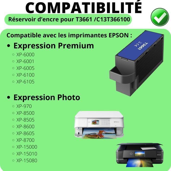 Cartouches d'entretien - Epson - T3661 - Pack de 2 - Compatible avec XP-6000/XP-8500 - Noir