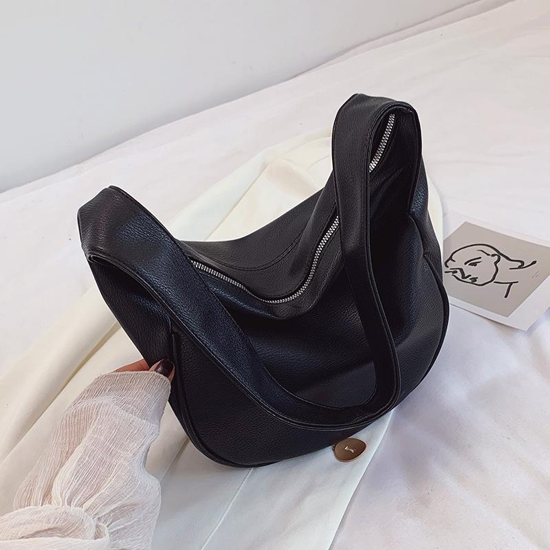 Yogodlns Винтажная сумка через плечо с клецками для женщин, сумка через плечо из искусственной кожи, простая однотонная сумка, большая вместительная сумка-хобо