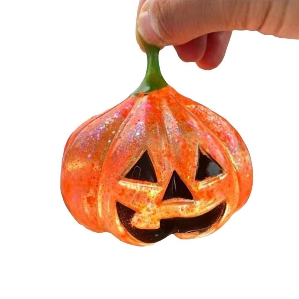 Bright Colors Halloween Shiny Fidget Toy Slow Rebound Pumpkin Shaped Squishy Toy Anti-stress