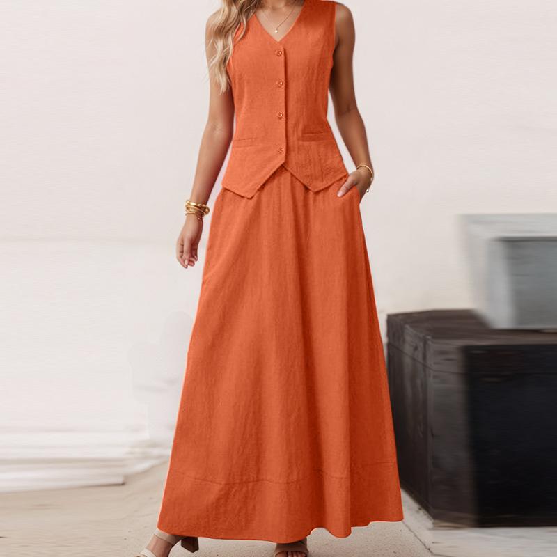 ZANZEA Женские безрукавки, топы и длинные юбки, летние комплекты из двух частей