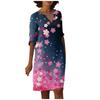 Women's Summer Casual Vintage Floral Leaf Print V-neck Half-sleeve Dress