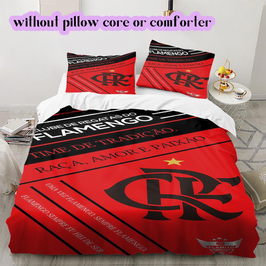 Flamengo football soccer Pattern Bedding,Quilt Set Quilt Cover Pillowcase Home Birthday Gift (1*duvet cover+2*pillowcase,without core)