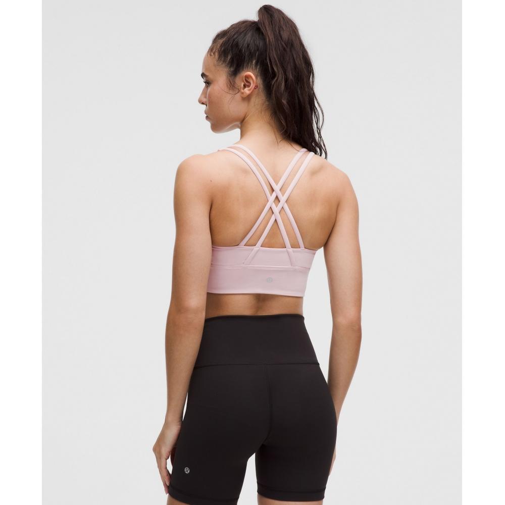 Lululemon Бюстгальтер Energy Longline со средней поддержкой, чашки BD, розовая дымка