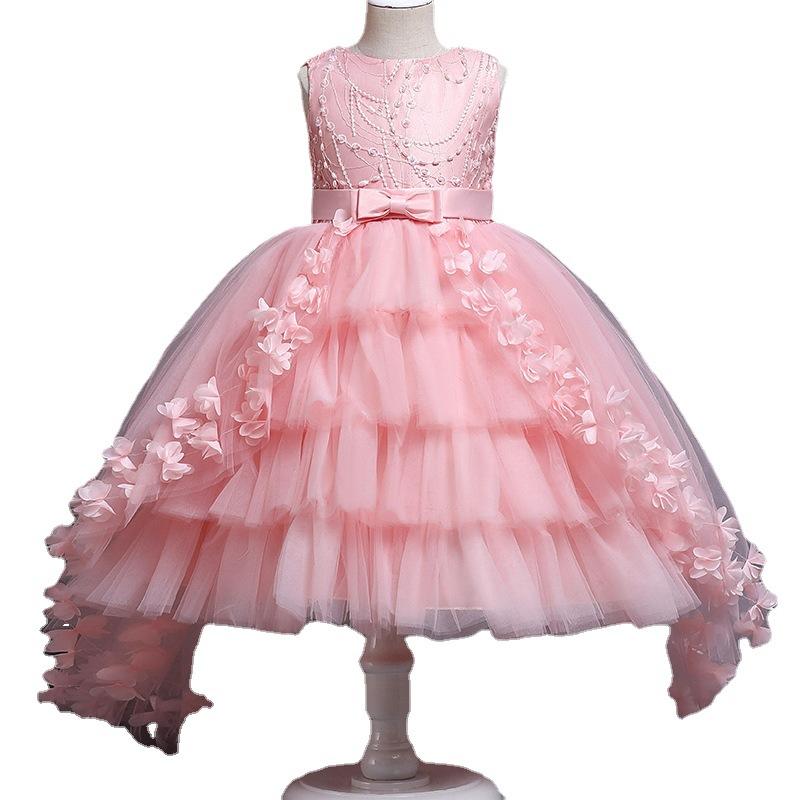 Children Girls Lace Princess Dress Elegant Trailing Birthday Dress Baby Girls Christmas Clothes