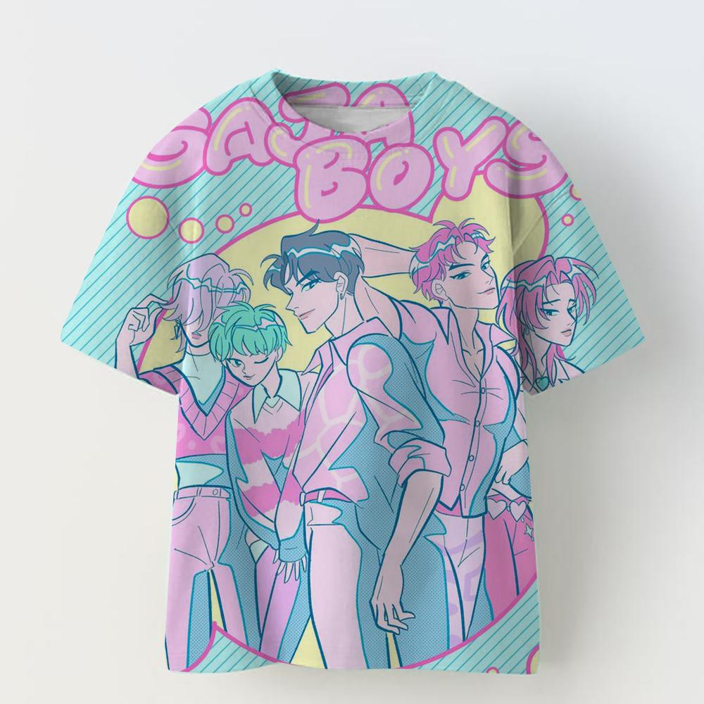 Hot Sale Girls' Witch Hunting Team Children's Heart-shaped Pattern Short-sleeve Soft T-shirt Fashion