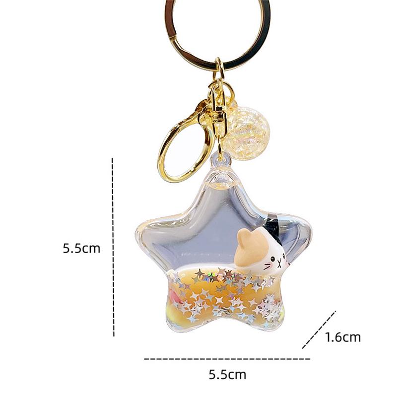 Personalized Cartoon Five-Star Milk Tea Oil Liquid Drift Bottle Keychain Schoolbag Car Creative Pendant