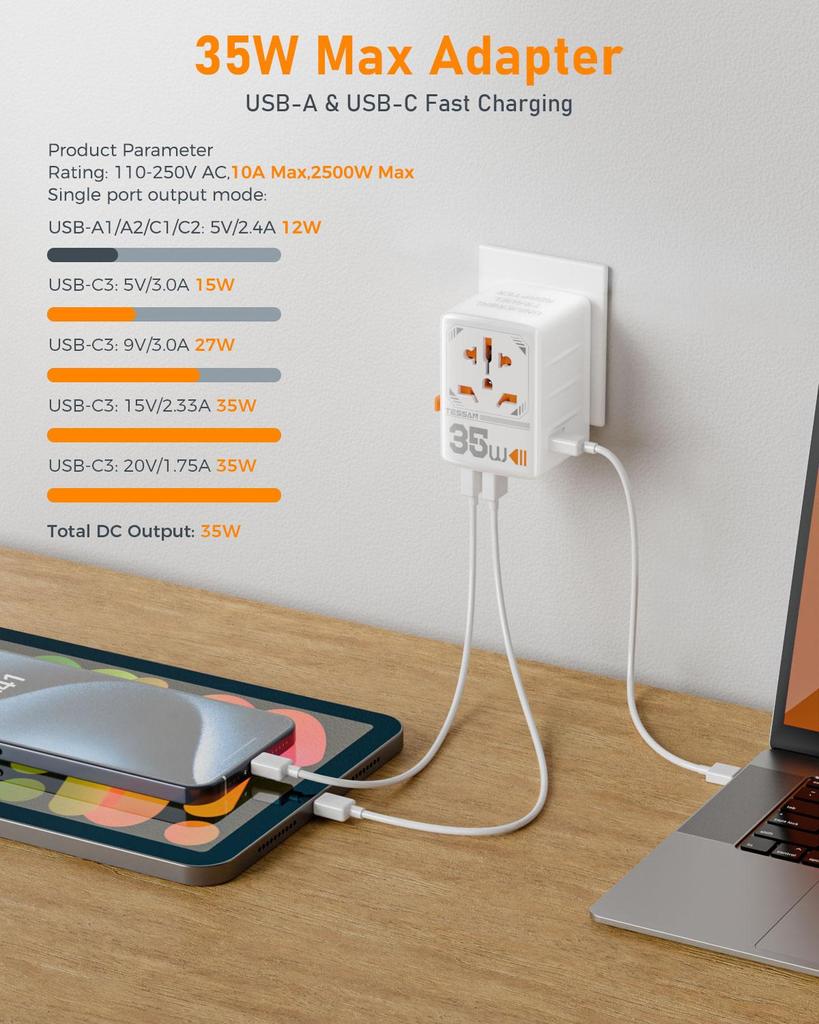 Настенная розетка адаптера питания для путешествий по всему миру из Австралии в Европу, Германию, Исландию, Великобританию