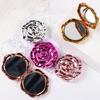 Electroplating Rose Double-sided Mirror Portable Travel Mini Foldable Makeup Mirror Women Girls Vintage Pocket-sized Handheld Vanity Mirror
