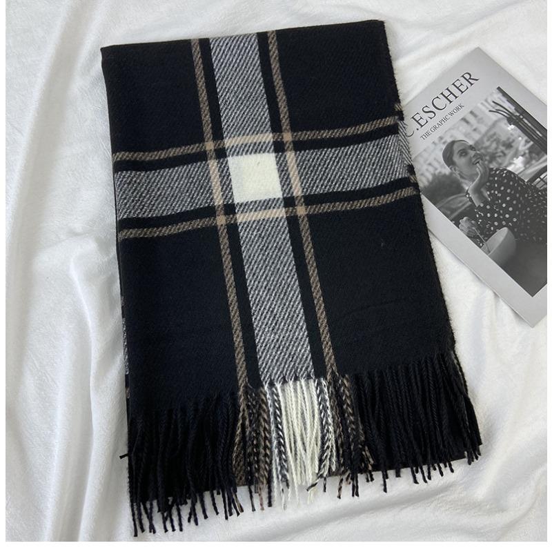 Vintage Striped Light Green Beige Winter Warmth Windproof Scarf for Men and Women, Dry Clean Only, Tassel Edges, Soft Texture, Outdoor Cozy