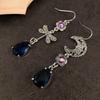 Новый стиль Креативные серьги-асимметрии в виде стрекозы и звезды Модные синие серьги-подвески в виде капли на крючках
