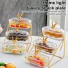 3-Tier Dried Fruit Display Tray with Nut Stand Stylish Elk Lid Sturdy Plastic Iron Frame