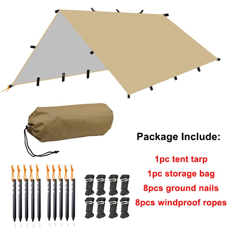 Кемпинговая палатка, брезент, устойчивый к ультрафиолетовому излучению, лагерь, 19 точек подвешивания, солнцезащитный козырек для выживания, открытый водонепроницаемый сверхлегкий солнцезащитный козырек для треккинга, пешего туризма, пляжа