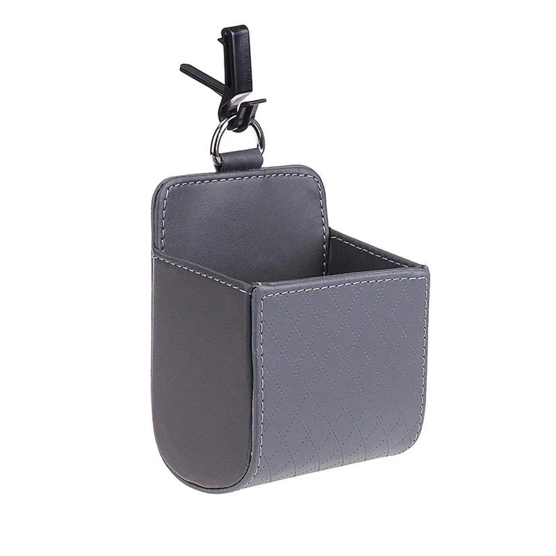 Car Storage Bag Air Vent Dashboard Tidy Hanging Leather Organizer Box Glasses Phone Holder Storage Organizer Car Accessories