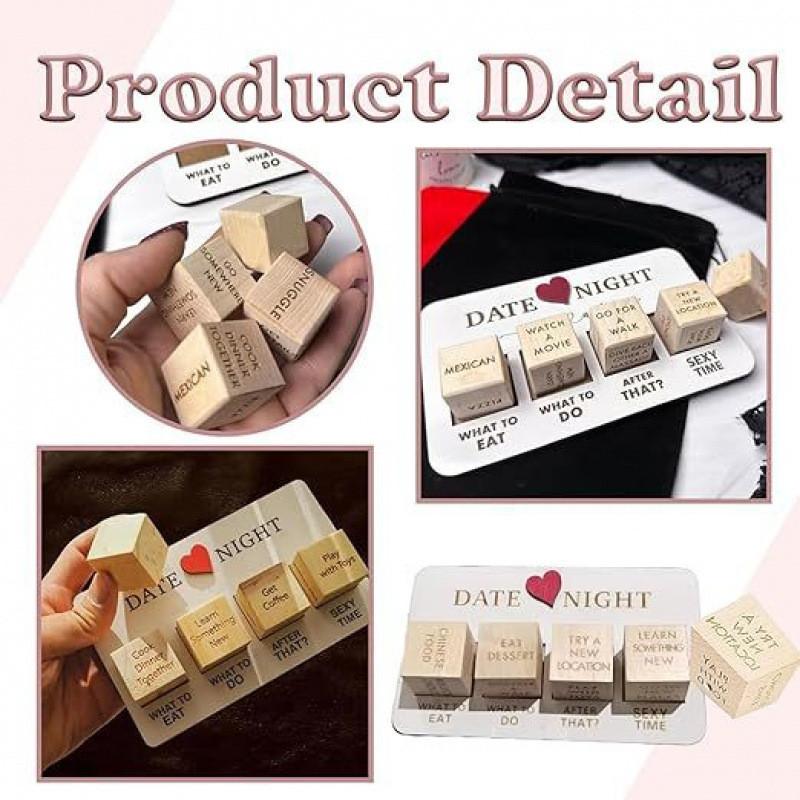 Date Night Dice Wooden Game For Couples With Printed Board Valentine Gift