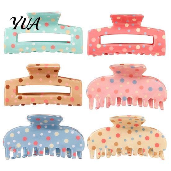 Polka Dot Hair Claw Colorful Clip for Women, Sweet Macaron Style Non-slip Shark Durable Clamps Gripper Thick Hair, Lightweight Accessories Daily