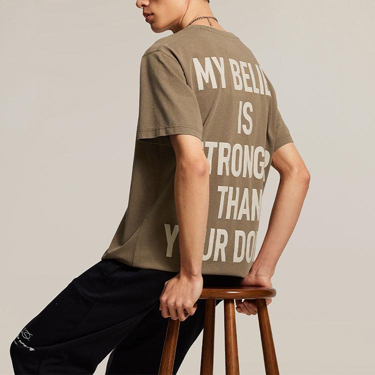 Футболка с коротким рукавом Li Ning Wade Series Character Letter, удобная, универсальная, дышащая, мужская, цвет какао-коричневый AHSU163-7