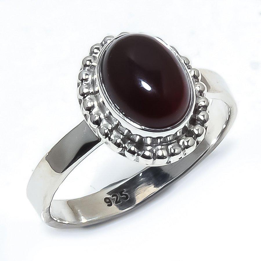 Кольцо из чистого серебра 925 пробы с натуральным черным драгоценным камнем онекс, размер 6 F1K83