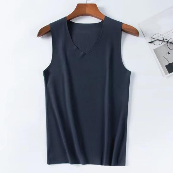 Men Winter Seamless Thermal Vest V-neck Sleeveless Thermal Underwear Thickened Elastic Slim Fit Bottoming Shirt Thermal Tops