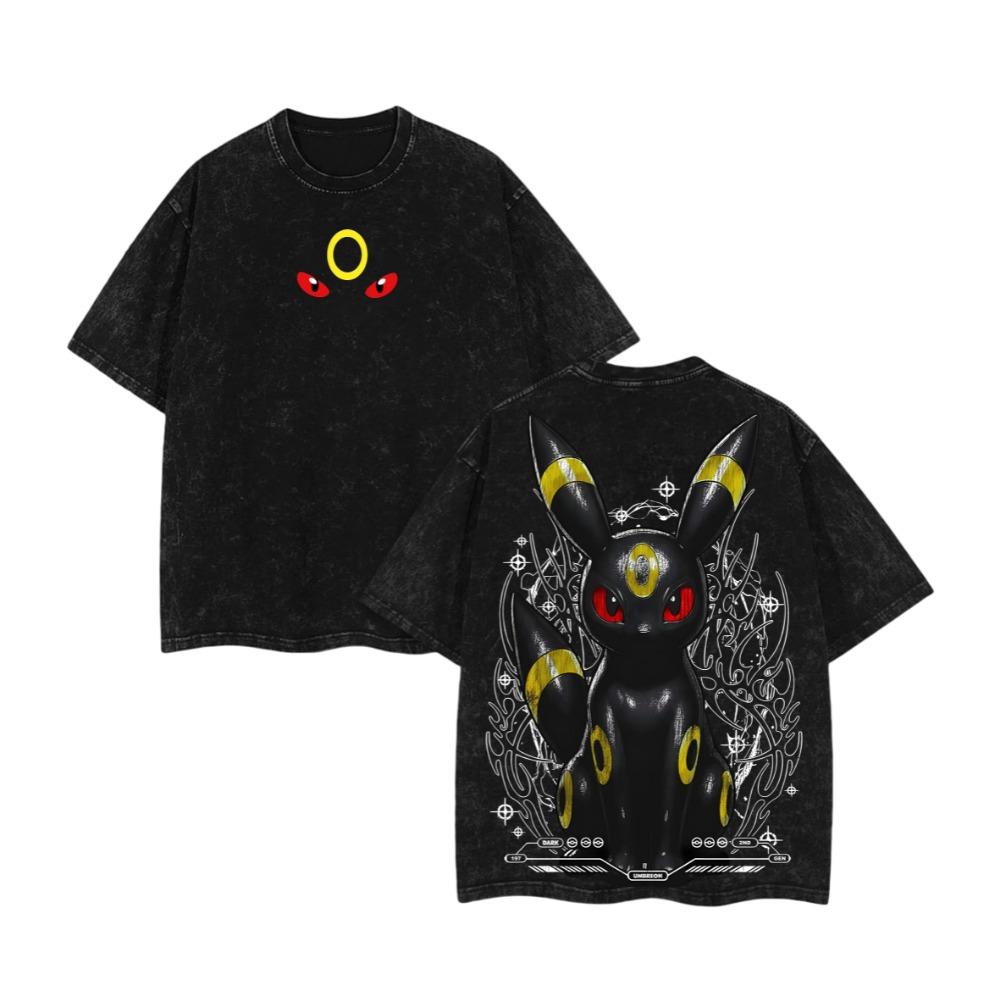Летняя футболка Mimikyu Pokemon аниме стираная унисекс хлопок с рисунком свободная с коротким рукавом для активного отдыха