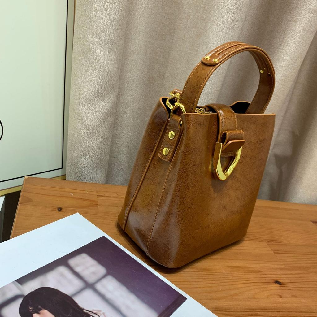 Женская сумка-ведро из 100% натуральной кожи, новая модная, большой вместимости, для поездок на работу, ручная сумка, на плечо, кроссбоди для женщин