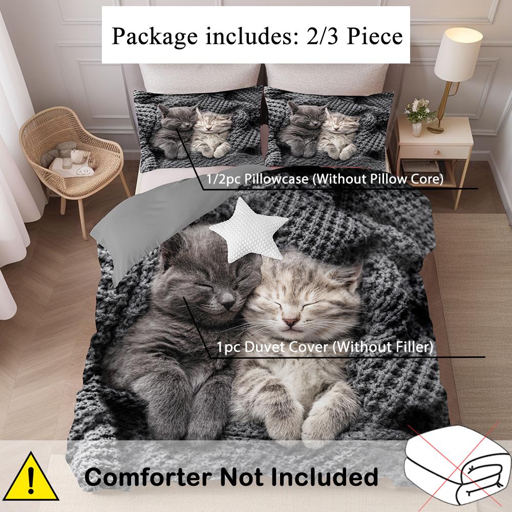 Очаровательный пододеяльник с принтом кота, наволочка, мягкие постельные принадлежности, аксессуары, домашний декор, милые пододеяльники на тему животных