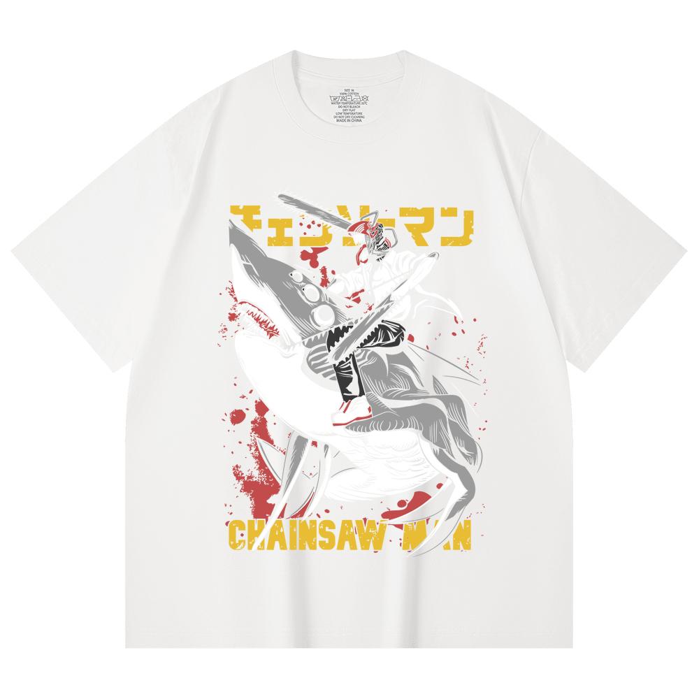 230 Gsm 100% Cotton Chainsaw Man V43 Denji Print Unisex Heavy Cotton T Shirt