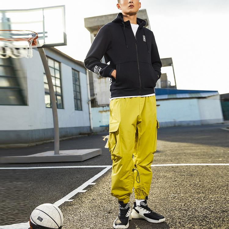 Anta Мужские куртки на молнии с буквенным узором серии Basketball, черные 152211736-3