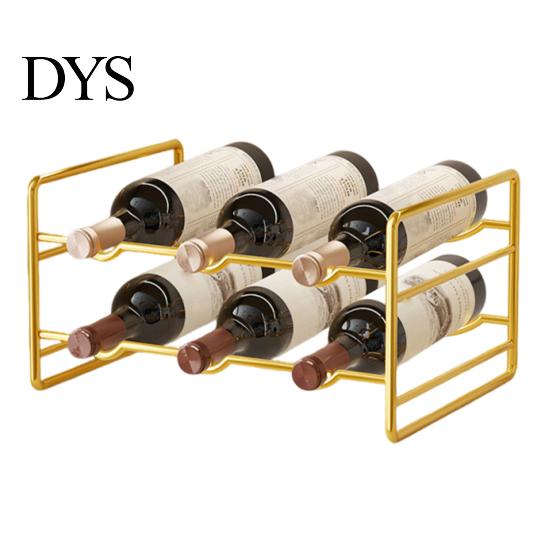 Modern Wine Storage Iron Rack, Curved Grooves, Countertop Cabinet Shelf, Compact Small Display Metal Bottle Holder, for Kitchen Cupboard And